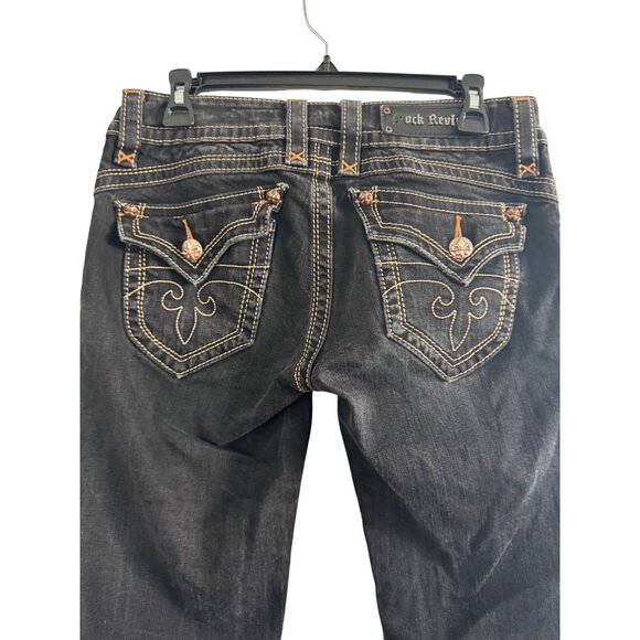Rock Revival Gwen Bootcut Jeans Dark Wash Size 30 Cotton Blend Contrast Stitchin - Picture 8 of 10